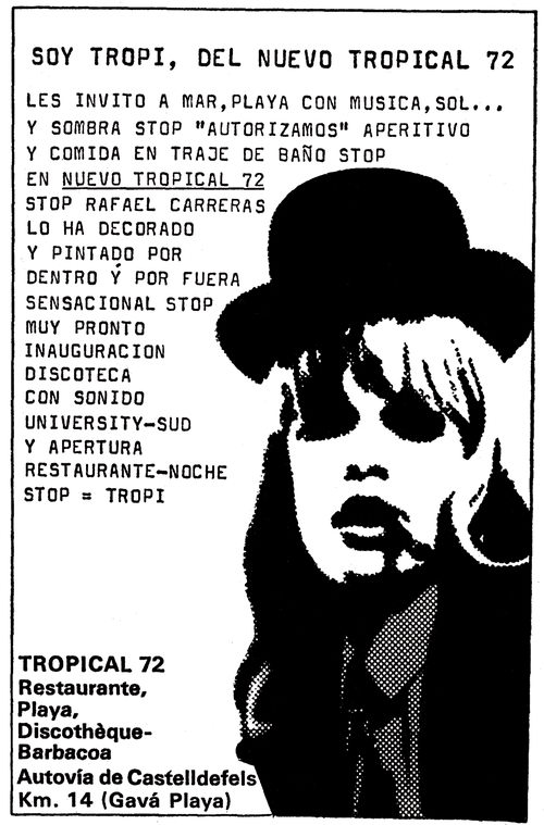 Anunci de la Discoteca Tropical 72 de Gav Mar publicat al diari LA VANGUARDIA (16 de Juny de 1972)